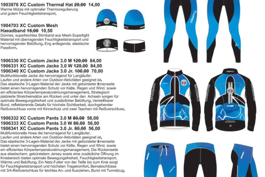 Die Bestellung für die Rad- und Langlaufbekleidung Skiverband Bayerwald ist wieder möglich