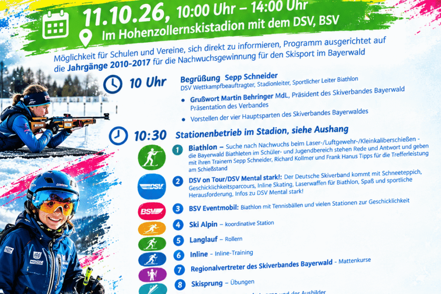 Skiverband sucht gemeinsam mit DSV und BSV Nachwuchstalente   Großes Event für Kinder, Jugendliche, Vereine und Schulen im  Hohenzollern-Skistadion